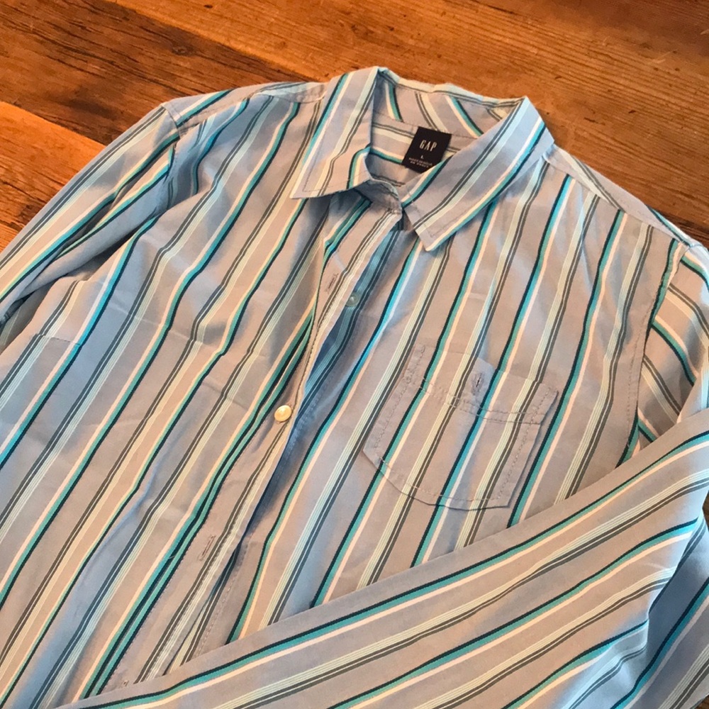Blue striped cotton blouse